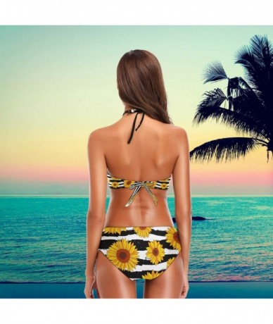 Sets Women's Chic Summer Hot 2 Piece Halter Neack High Waist Padded Sexy Swimsuit - Sunflower - C418GQM0IYG $48.37