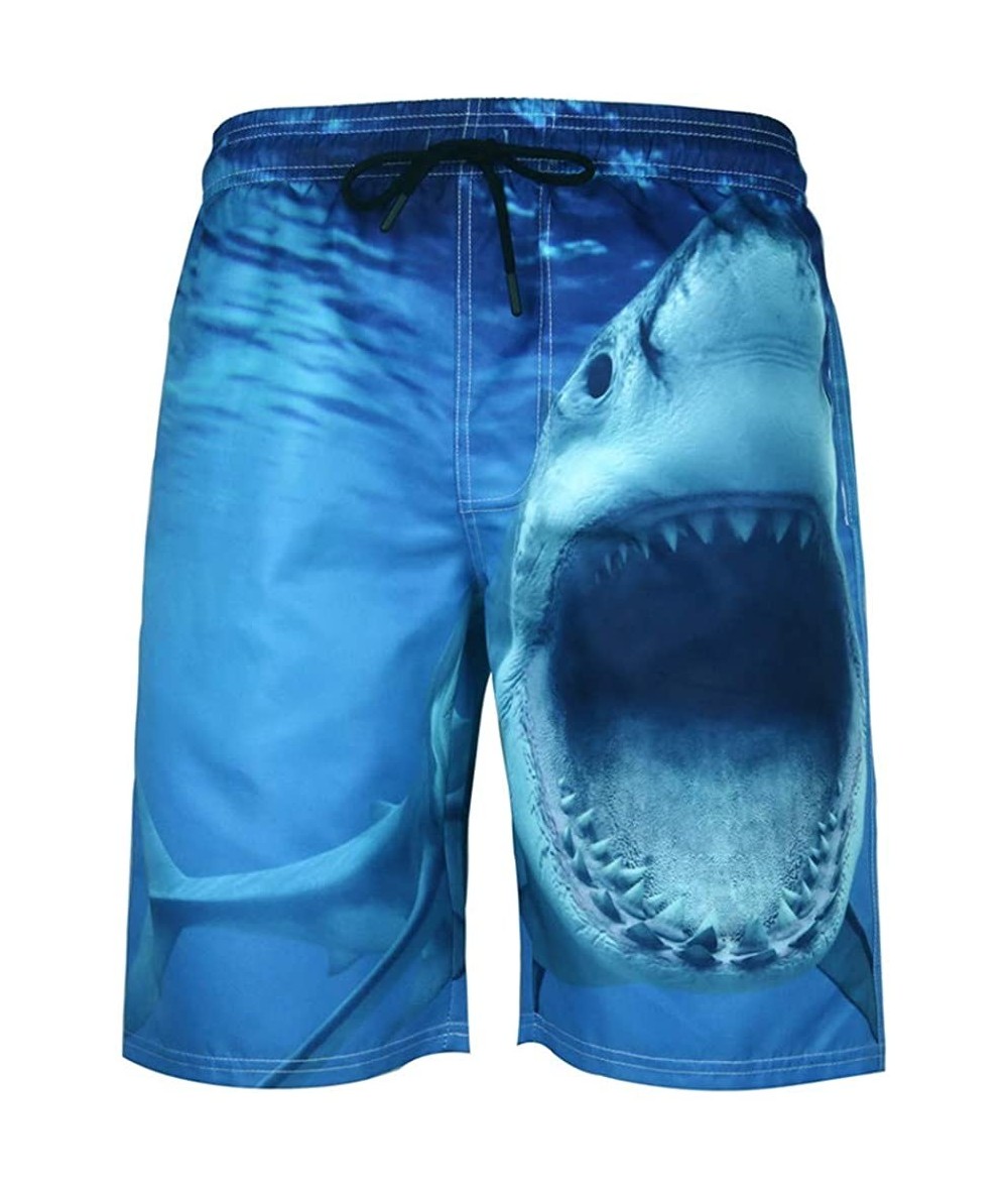 Board Shorts Men's Swim Trunks Quick Dry Swimming Suit Sport Wear Pants Board Shorts - Blue Shark - CQ18Y95SSG3 $44.57