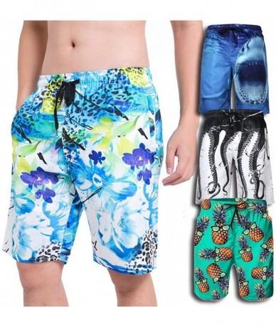 Board Shorts Men's Swim Trunks Quick Dry Swimming Suit Sport Wear Pants Board Shorts - Blue Shark - CQ18Y95SSG3 $44.57