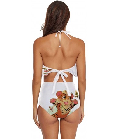 Tankinis Women Ruffle Halter Swimsuit Backless Bikini Set Floral - Multi 11 - CG190E7EX5M $75.33