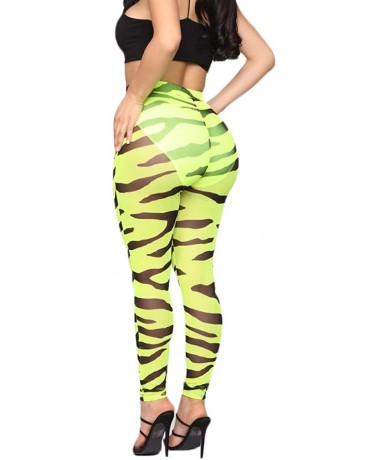 Tankinis Women's See Through Sheer Mesh Long Pants Trousers Swimwear Bikini Bottom Cover Up - Yellow-zebra - CW18WMI2ACU $23.10