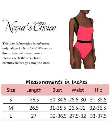 One-Pieces Women Shiny One-Piece Swimsuit Bathing Suits Beach Swimwear Bikini - Fluorescent Pink - CG1976U002Q $25.86