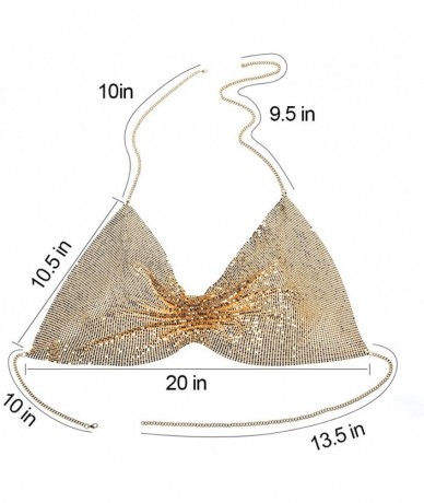 Sets Women Sexy Metal Body Beach Chain Cover Up Bikini Clubwear Halter Backless Cami Crop Top - Gold Rectangle - CF1802U7ZUD ...