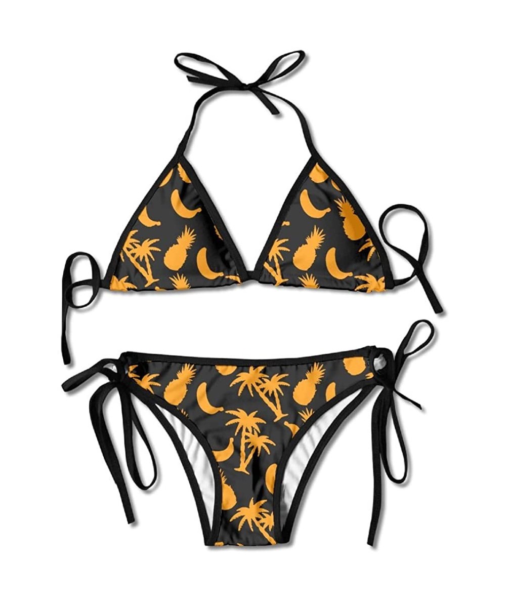 Sets Womenâ€s Summer Sexy Bikini Banana Fruit Brazilian String Bottom Hipster Bikini Swimsuit Set - Tropical Beach - CS18DQO3...