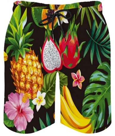 Board Shorts Men's Swim Trunks Summer Surfing Beach Shorts Board Pants Quick Dry and Pockets - Tropical Fruit Pineapple Papay...