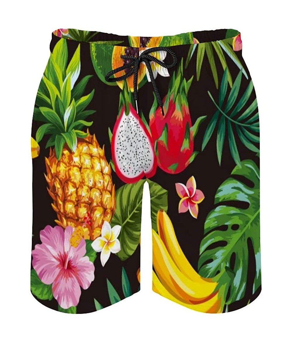 Board Shorts Men's Swim Trunks Summer Surfing Beach Shorts Board Pants Quick Dry and Pockets - Tropical Fruit Pineapple Papay...