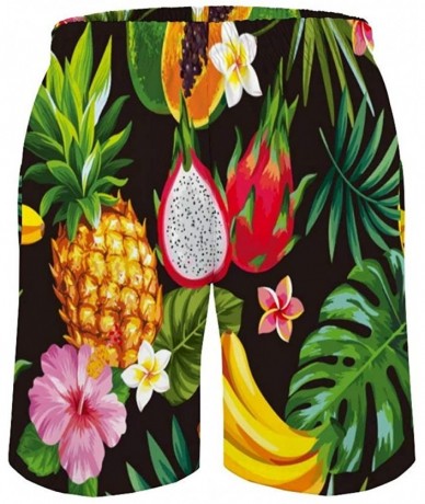 Board Shorts Men's Swim Trunks Summer Surfing Beach Shorts Board Pants Quick Dry and Pockets - Tropical Fruit Pineapple Papay...