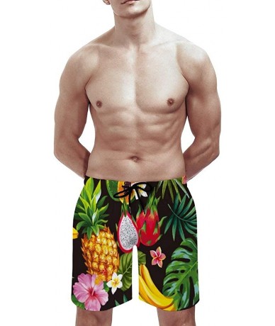 Board Shorts Men's Swim Trunks Summer Surfing Beach Shorts Board Pants Quick Dry and Pockets - Tropical Fruit Pineapple Papay...