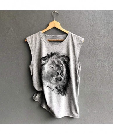 Tankinis Tank Tops for Women Funny Print Shirts Sleeveless Workout Summer Tunic Loose Fit Tank Tops - Gray 3 - CM194KDT7WZ $2...