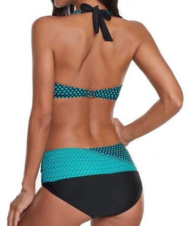 Sets Women Polka Dots Bathing Suit Push-up Beach Swimsuit Bikini Swimwear Plus Size - Green - CC18T4M5NDM $37.73