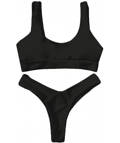 Sets New Swimsuit!! Fashion Women Sexy Pure Color Push-Up Padded Swimsuit Beachwear Two Piece Bikini - Black - CZ1906SMO6A $2...