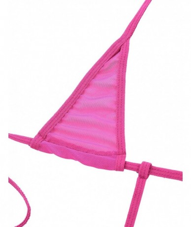 One-Pieces Woman One-Piece Swimsuit Micro Monokini Cheeky Triangle Bikini Bra Thong Bathing Suit - Rose - CQ18WT3N2IO $30.96