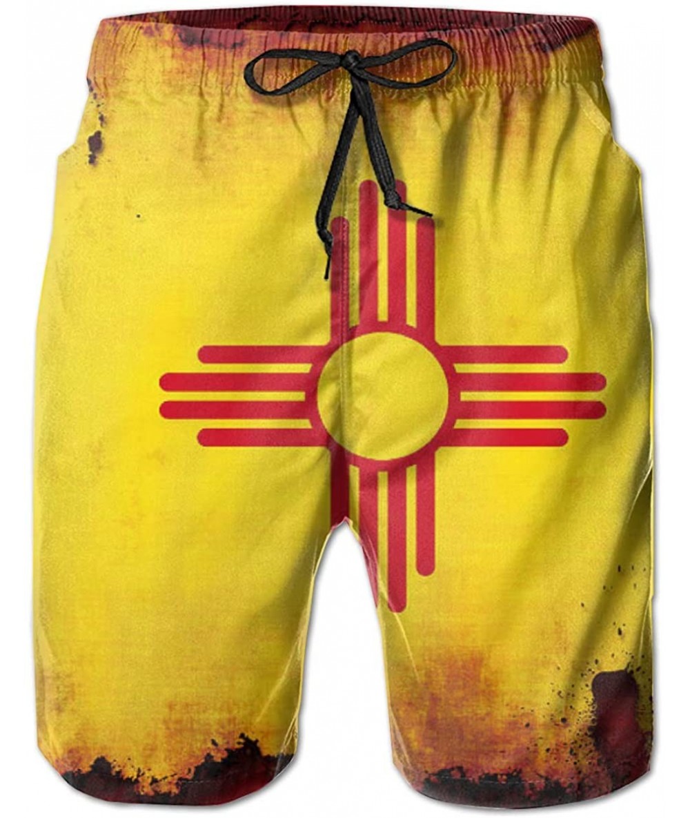 Board Shorts Extreme Comfort Cargo Short Big & Tall Board Shorts for Men Boy- Loose Underwear - New Mexico Flag Grunge - CV19...