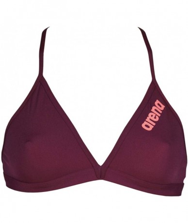 Tops Womens Solid Tie Back MaxLife Bikini Top - Red Wine - Shiny Pink - CL18UNMCZMN $22.37