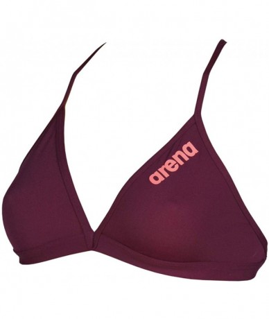 Tops Womens Solid Tie Back MaxLife Bikini Top - Red Wine - Shiny Pink - CL18UNMCZMN $22.37