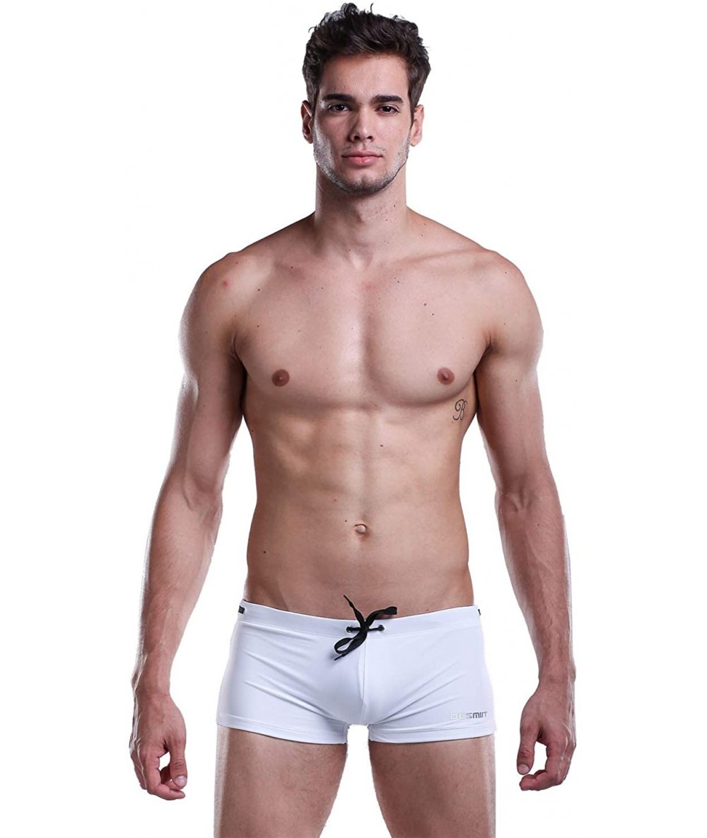 Trunks Men's Solid Swimwear Swim Trunks - White - CV11XRAEK9D $35.83