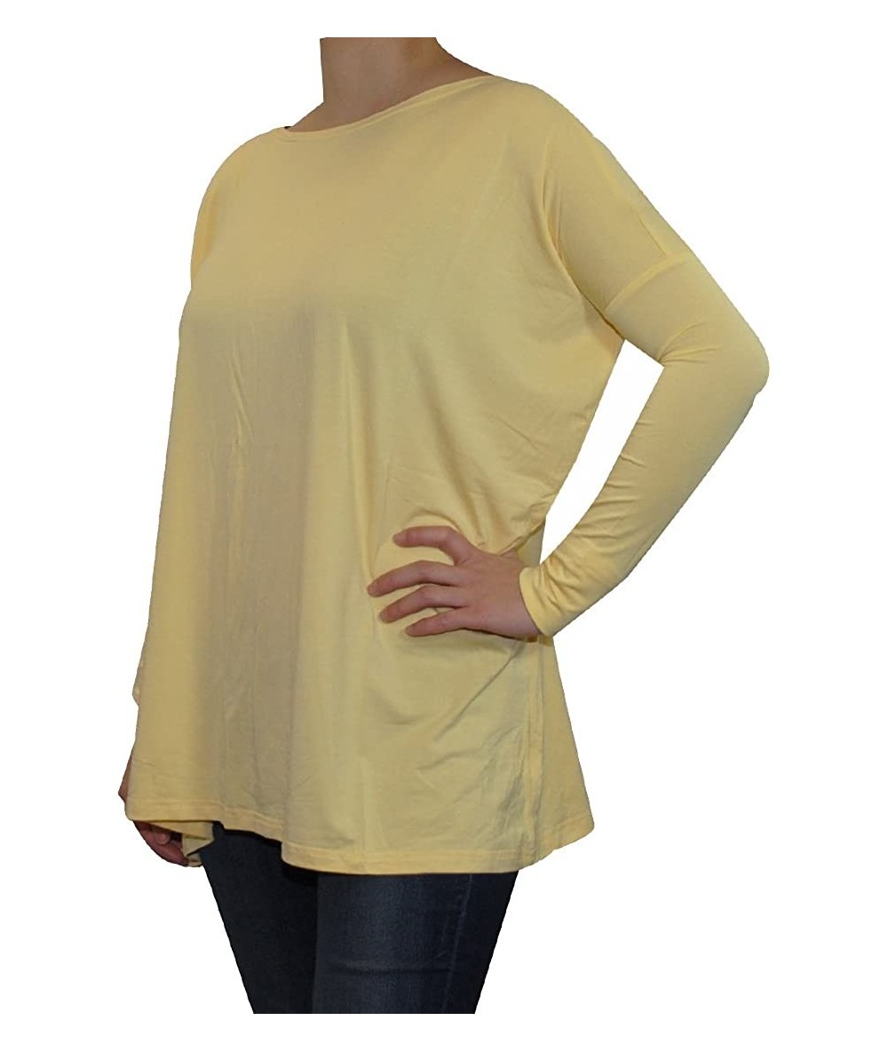 Sets Women's Famous Long Sleeve Bamboo Top Loose Fit Bleach White L - Yellow - CM11K6QNW87 $35.96