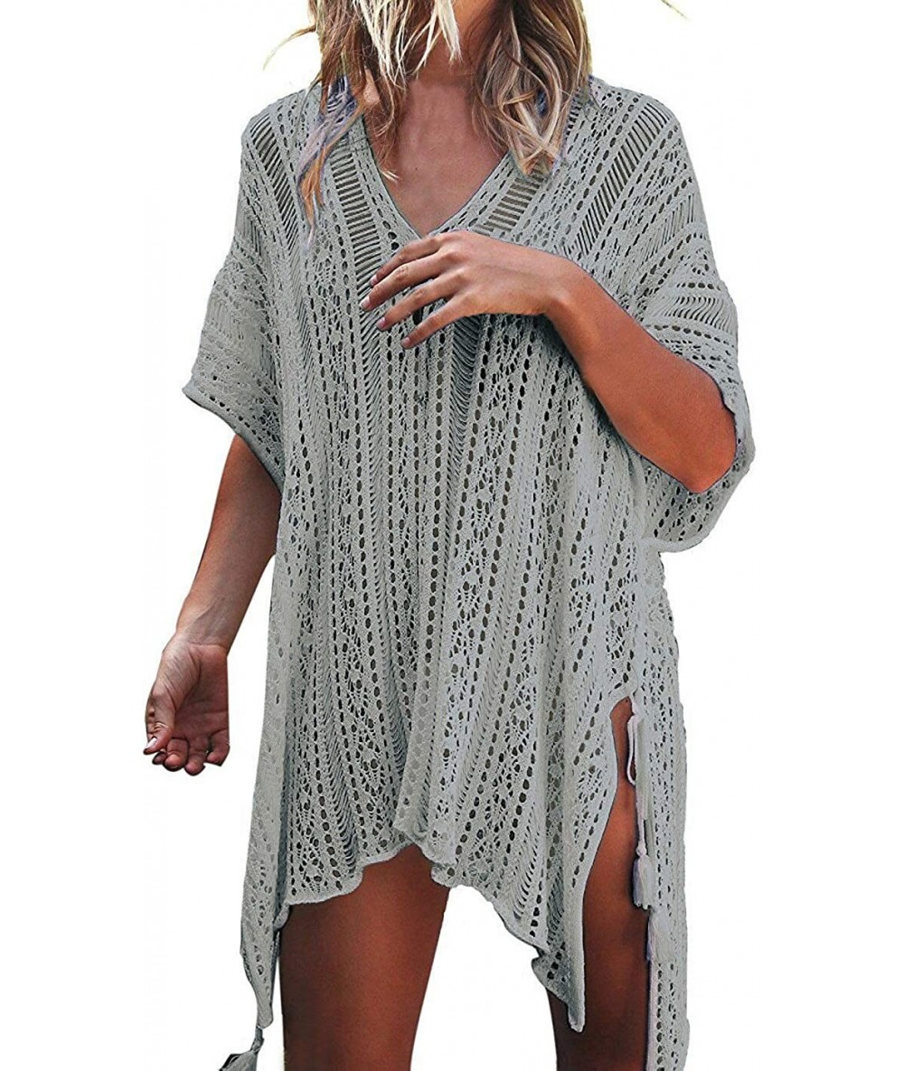 Cover-Ups Women Summer Swimsuit Coverups Bikini Beach Swimwear Crochet Cover up - A一grey - C718QAKY6NX $56.55