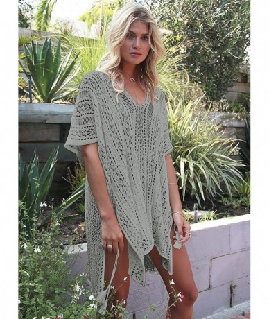 Cover-Ups Women Summer Swimsuit Coverups Bikini Beach Swimwear Crochet Cover up - A一grey - C718QAKY6NX $56.55