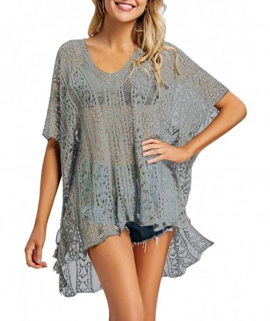 Cover-Ups Women Summer Swimsuit Coverups Bikini Beach Swimwear Crochet Cover up - A一grey - C718QAKY6NX $56.55