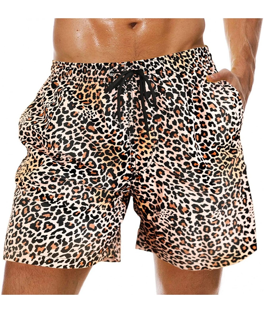 Trunks Mens Swim Trunks Short Quick-Dry Swimming Trunks with Mesh Lining Fashion Trend Turnks - 901-dense Leopard Print - CA1...