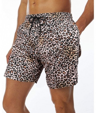 Trunks Mens Swim Trunks Short Quick-Dry Swimming Trunks with Mesh Lining Fashion Trend Turnks - 901-dense Leopard Print - CA1...