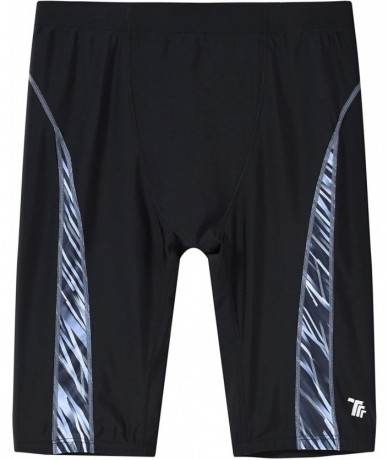 Racing Men's Jammers Swimsuit Quick Dry Endurance Long Racing Training Athletic Swimming - Blackgrey - CM19324TE6S $25.53