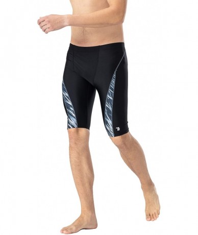 Racing Men's Jammers Swimsuit Quick Dry Endurance Long Racing Training Athletic Swimming - Blackgrey - CM19324TE6S $25.53