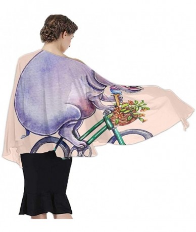 Cover-Ups Women Chiffon Scarf Sunscreen Shawl Wrap Swimsuit Cover Up Beach Sarongs - Hippo Hippopotamus on Bike - CX19C6NIW7O...