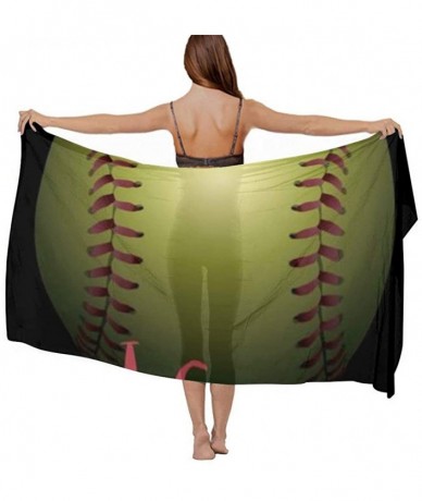 Cover-Ups Women Chiffon Sarong Beach Bikini Cover Up Wedding Party Shawls Wraps - I Love Softball - C8190HK64G7 $45.47