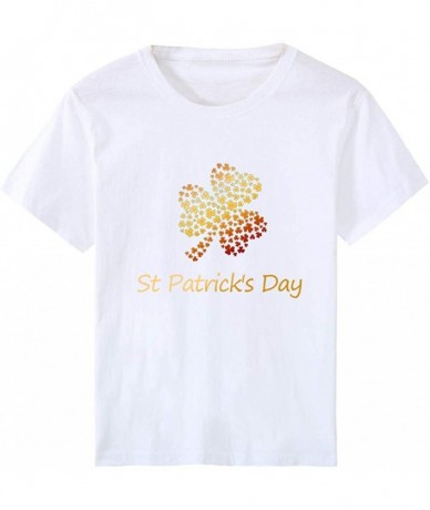 Tops St. Patrick's Day Print Short Sleeve Round Neck Top - A5-white - C61953U9MS8 $20.67