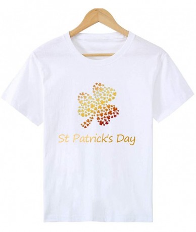 Tops St. Patrick's Day Print Short Sleeve Round Neck Top - A5-white - C61953U9MS8 $20.67