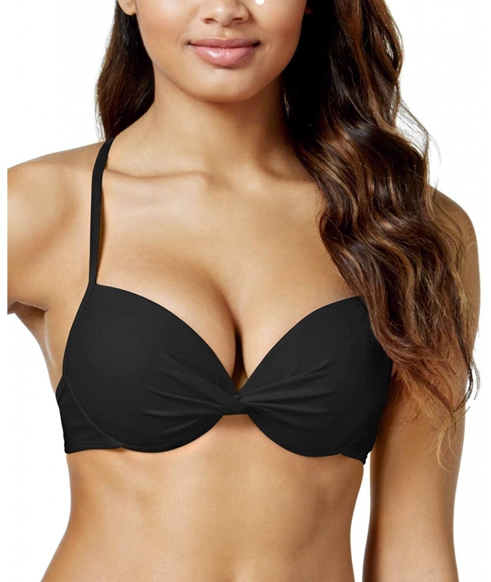 Tops Womens Twist Front Underwire Swim Top Separates Black D/DD - CS18UAT47NT $34.67