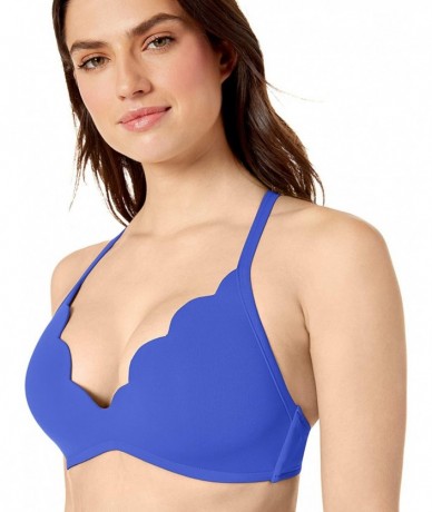 Tops Women's Petal Edge D Cup Bralette Bikini Top Swimsuit - Seafoam Reflex Blue - CA18T9ZA5CO $56.39