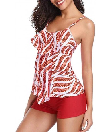 One-Pieces Women Dot Tank Top With Boyshorts Tankini Set Bathing Suits - 1 Red - C6194IXMCGW $44.75