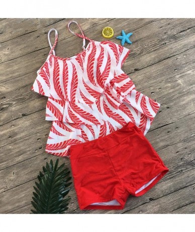 One-Pieces Women Dot Tank Top With Boyshorts Tankini Set Bathing Suits - 1 Red - C6194IXMCGW $44.75