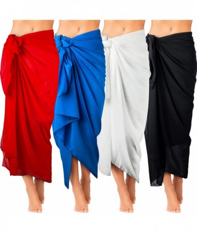 Cover-Ups 4 Pieces Women Chiffon Long Sarongs Cover Ups Beach Swimsuit Wrap Skirt- 4 Colors - C6199U96HXE $47.87