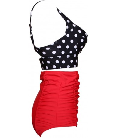 Sets Plus Size Women Bikini Push Up Top with Underwire High Waist Two Piece Swimsuit - Polka Dot - CP1803RUIYA $44.64