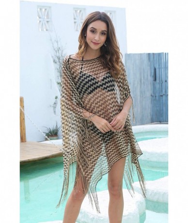 Cover-Ups Women's Bathing Suit Cover Up Crochet Lace for Beach Pool Swimwear Oversized Bikini Swimsuit Dress - Wave Pattern -...