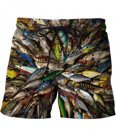 Board Shorts Men's Beach Shorts Fish Shark 3D Printed Men's and Women's Beach Shorts - Ivory - C818UX3MM6K $46.06