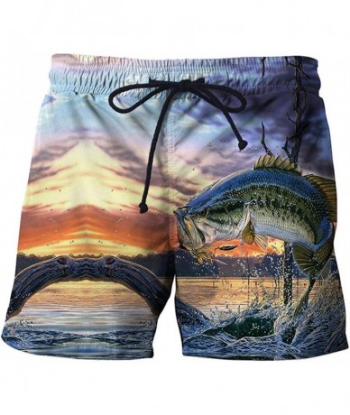 Board Shorts Men's Beach Shorts Fish Shark 3D Printed Men's and Women's Beach Shorts - Ivory - C818UX3MM6K $46.06