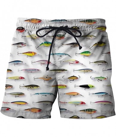 Board Shorts Men's Beach Shorts Fish Shark 3D Printed Men's and Women's Beach Shorts - Ivory - C818UX3MM6K $46.06