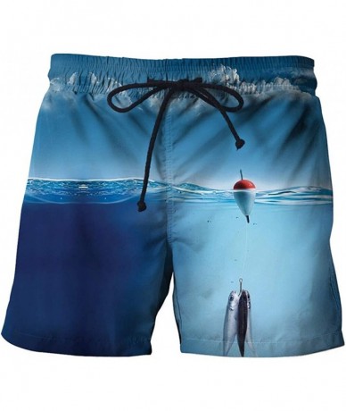 Board Shorts Men's Beach Shorts Fish Shark 3D Printed Men's and Women's Beach Shorts - Ivory - C818UX3MM6K $46.06