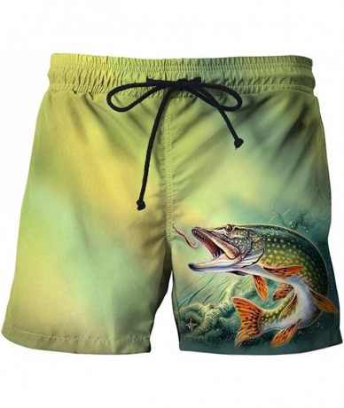 Board Shorts Men's Beach Shorts Fish Shark 3D Printed Men's and Women's Beach Shorts - Ivory - C818UX3MM6K $46.06