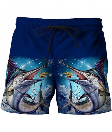 Board Shorts Men's Beach Shorts Fish Shark 3D Printed Men's and Women's Beach Shorts - Ivory - C818UX3MM6K $46.06