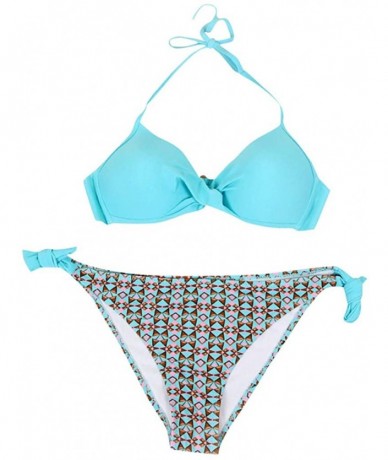 Sets Womens Beach Padded Push-Up Bra Set Bathing Suit Tankini Bikini - Mint Green3 - CE18O2I27RA $31.25