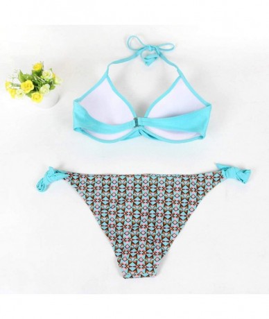 Sets Womens Beach Padded Push-Up Bra Set Bathing Suit Tankini Bikini - Mint Green3 - CE18O2I27RA $31.25