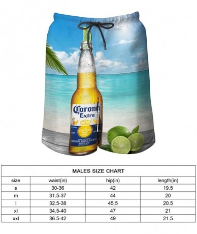 Board Shorts Custom Corona Label Cool Swim Trunks Quick Dry Casual Hawaiian Mesh Lining Beach Board Shorts with Pockets - Cor...