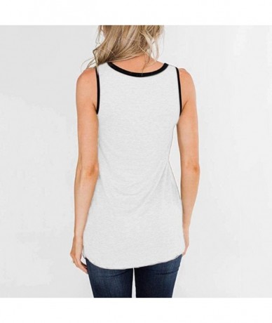 Tankinis Women's Summer Sleeveless Tank Tops Casual Leopard Print T-Shirts Tops - White - C5196SZH26L $24.98