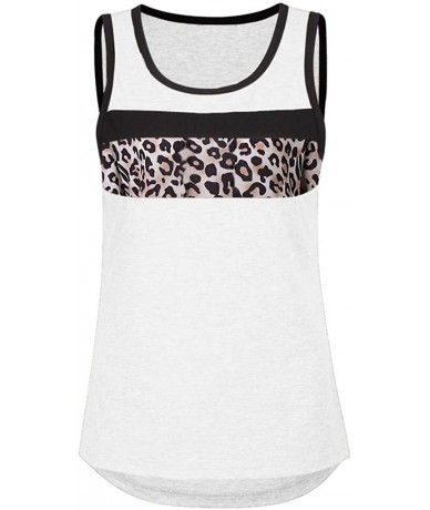 Tankinis Women's Summer Sleeveless Tank Tops Casual Leopard Print T-Shirts Tops - White - C5196SZH26L $24.98